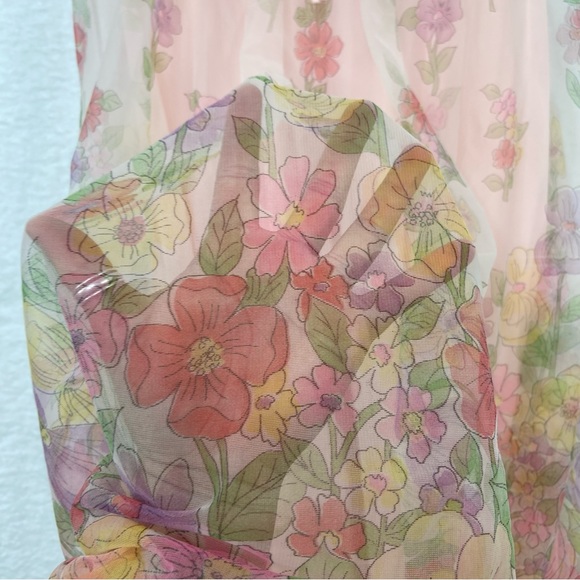 Vintage house dress floral flowers garden party lined netted maxi dress. Large - Picture 4 of 14
